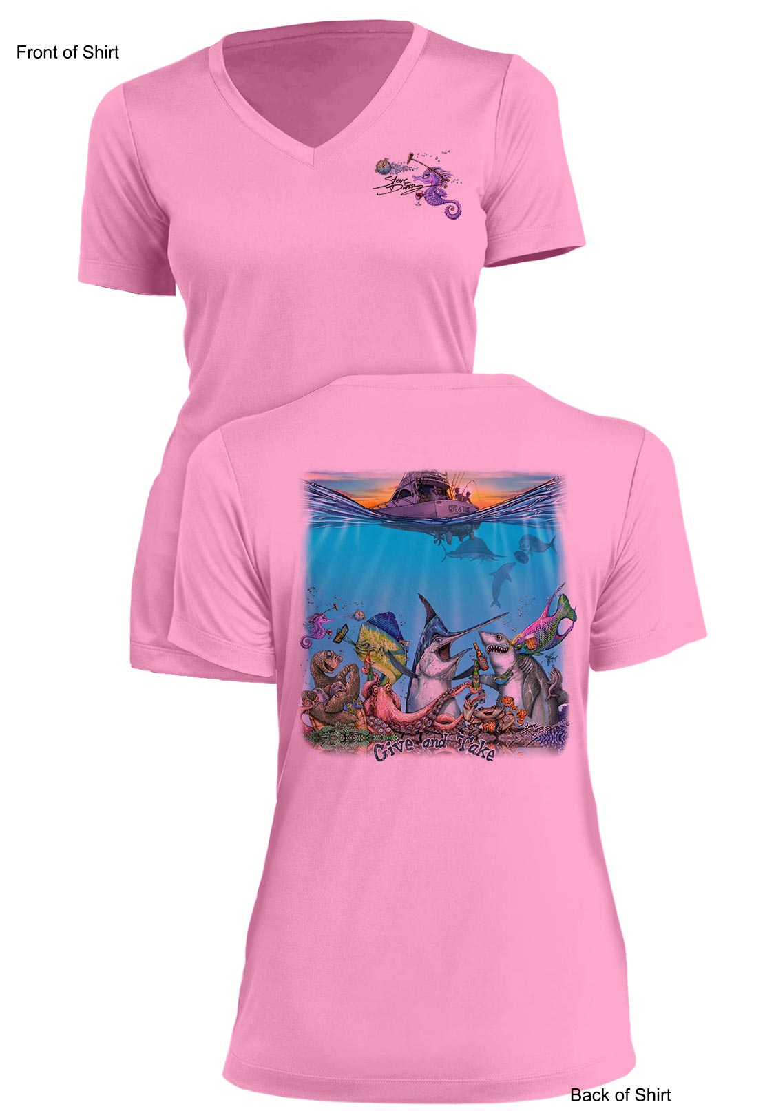Give and Take - Ladies Short Sleeve V-Neck-100% Polyester